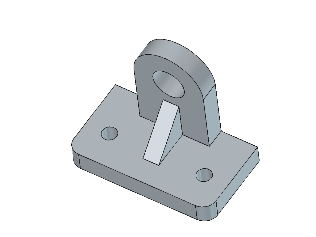 Claude-Code-Rekonstruktion eines Lagerbocks mit Grundplatte, Steg und Querbohrung aus Fall 900